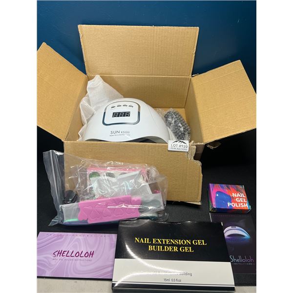 Lot of 1 UV Gel Nail Kit - Includes UV Lamp, Builder Gel, and Various Nail Accessories!