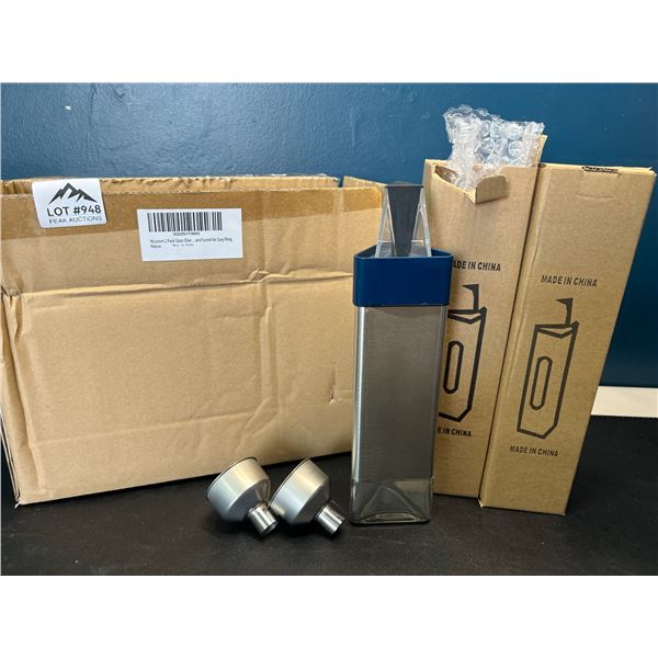 Lot of Glass Olive Oil Dispensing Bottles - 2pack