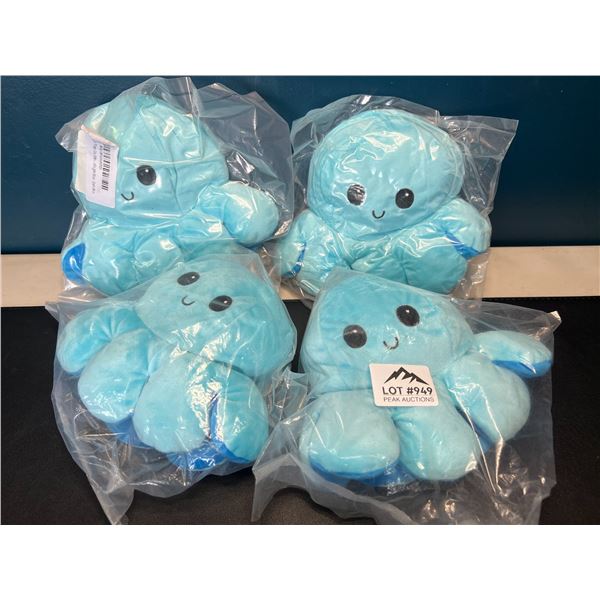 Lot of 4 Octopus Reversible Stuffies - Blue