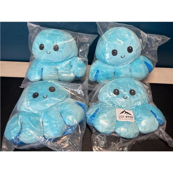 Lot of 4 Octopus Reversible Stuffies - Blue
