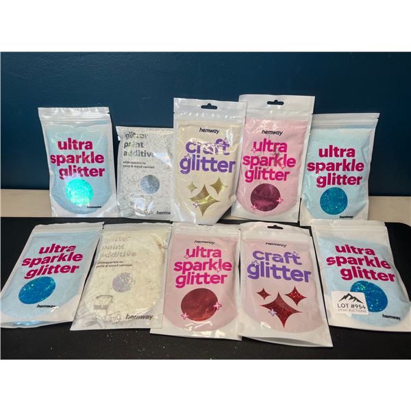 Lot of 10 Packs of High-Quality Hemway Craft Glitters - Assorted Colours