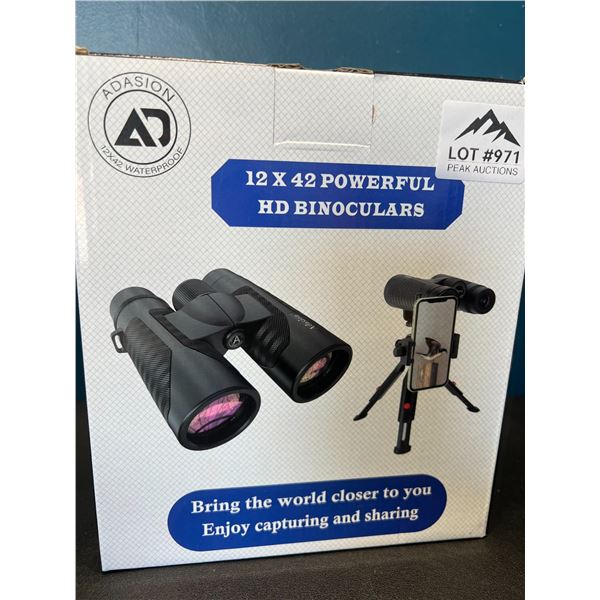 Lot of 1 Pair of 12x42 Powerful HD Binoculars w/ Tripod Stand