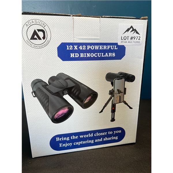 Lot of 1 Pair of 12x42 Powerful HD Binoculars w/ Tripod Stand