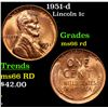 1951-d Lincoln Cent 1c Grades GEM+ Unc RD