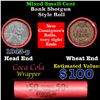 Image 1 : Mixed small cents 1c orig shotgun roll, 1943-p Steel Cent, Wheat Cent other end, Coca Cola Brandt Wr