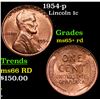 Image 1 : 1954-p Lincoln Cent 1c Grades Gem+ Unc RD