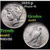 Image 1 : 1923-p Peace Dollar $1 Grades Select Unc