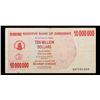 Image 3 : 2008 Zimbabwe 10 Million Dollars Note P#  55A Grades vf+