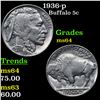 1936-p Buffalo Nickel 5c Grades Choice Unc