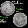 Image 1 : 1907-p Barber Quarter 25c Grades vg, very good