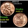 Image 1 : 1953-d Lincoln Cent 1c Grades GEM+ Unc RD