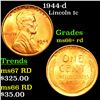 1944-d Lincoln Cent 1c Grades GEM++ RD