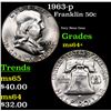 Image 1 : 1963-p Franklin Half Dollar 50c Grades Choice+ Unc