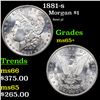 Image 1 : 1881-s Morgan Dollar $1 Grades GEM+ Unc