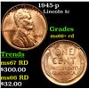 1945-p Lincoln Cent 1c Grades GEM++ RD