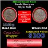 Image 1 : Mixed small cents 1c orig shotgun roll, 1943-p Steel Cent, Wheat Cent other end, Coca Cola Brandt Wr