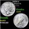 Image 1 : 1924-s Peace Dollar $1 Graded ms63 By SEGS