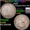 ***Auction Highlight*** 1819 Capped Bust Half Dollar 50c Graded au58 BY SEGS (fc)