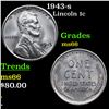 Image 1 : 1943-s Lincoln Cent 1c Grades GEM+ Unc