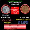 Image 1 : Mixed small cents 1c orig shotgun roll, 1943-p Steel Cent, Wheat Cent other end, Coca Cola Brandt Wr
