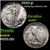 Image 1 : 1942-p Walking Liberty Half Dollar 50c Grades Choice Unc