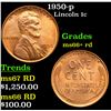 1950-p Lincoln Cent 1c Grades GEM++ RD