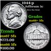 1944-p Jefferson Nickel 5c Grades GEM++ 5fs