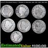 Lot of 7 Circulated Liberty 'v' Nickels 5c 1896,1889, 1890, 1891, 1892, 1893 1895 Liberty Nickel 5c 