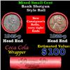 Mixed small cents 1c orig shotgun roll, 1943-p Steel Cent,1929-p Lincoln Cent other end, Coca Cola B