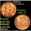 1945-p Lincoln Cent 1c Grades GEM++ RD