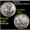 Image 1 : 1943-p Walking Liberty Half Dollar 50c Grades Choice Unc