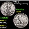 Image 1 : 1943-p Walking Liberty Half Dollar 50c Grades Select Unc