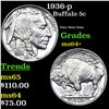 Image 1 : 1936-p Buffalo Nickel 5c Grades Choice+ Unc