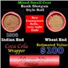 Image 1 : Mixed small cents 1c orig shotgun roll, Wheat Cent, 1906 Indian Cent other end, Coca Cola Brandt Wra