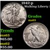 Image 1 : 1942-p Walking Liberty Half Dollar 50c Grades Select Unc