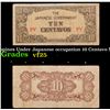 Image 1 : 1942 Philippines Under Japanese occupation 10 Centavo Note P# 104A Grades vf+