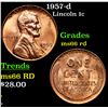 Image 1 : 1957-d Lincoln Cent 1c Grades GEM+ Unc RD