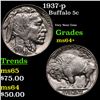 Image 1 : 1937-p Buffalo Nickel 5c Grades Choice+ Unc