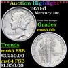 Image 1 : ***Auction Highlight*** 1920-d Mercury Dime 10c Graded GEM FSB BY USCG (fc)