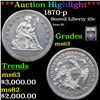 Image 1 : ***Auction Highlight*** 1870-p Seated Liberty Quarter 25c Graded Select Unc BY USCG (fc)
