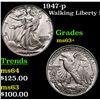 1947-p Walking Liberty Half Dollar 50c Grades Select+ Unc