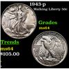 Image 1 : 1943-p Walking Liberty Half Dollar 50c Grades Choice Unc