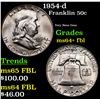 Image 1 : 1954-d Franklin Half Dollar 50c Grades Choice Unc+ FBL