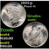 Image 1 : 1923-p Peace Dollar $1 Grades Select+ Unc