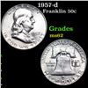 Image 1 : 1957-d Franklin Half Dollar 50c Grades Select Unc