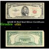 1953B $5 Red Seal Silver Certificate Grades vf+