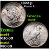 Image 1 : 1922-p Peace Dollar $1 Grades Select+ Unc