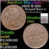 Image 1 : ***Auction Highlight*** 1805 Draped Bust Large Cent S-269 1c Graded xf45+ By SEGS (fc)