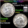 Image 1 : ***Auction Highlight*** 1835 Capped Bust Half Dollar 50c Graded ms64 By SEGS (fc)
