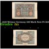 Image 1 : 1920 Weimar Germany 100 Mark Note P# 69A Grades f+